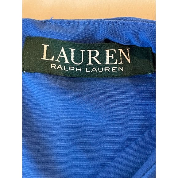 Lauren Ralph Lauren Women V Neck Cut Blouse Top 200615171004 Back Zip Blue SZ XS - Picture 5 of 8
